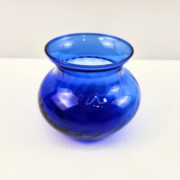 Royal Blue Bowl, Blue Round Glass Vase for home decor - Picture 1 of 4